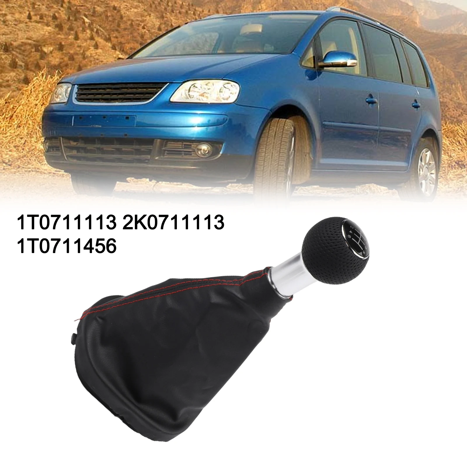 Manual Transmission Knob Black Red Stitching Car Modification Interior Accessory Black Red Stitching Red Stitching