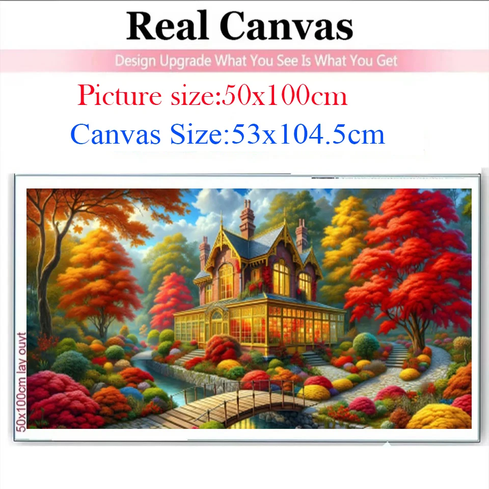 Autumn Trees House Landscape Diamond Painting Diy Square Round Forest View Diamond Mosaic Cross Embroidery Kit Home Decoration