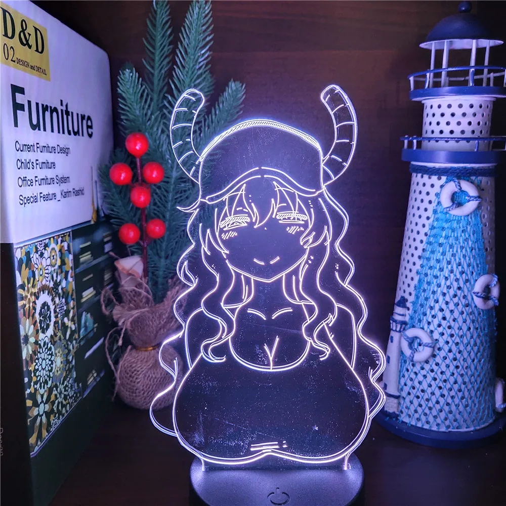 Miss Kobayashi\'s Dragon Maid 3D Lamp Anime LED Kobayashi KannaKamui Tohru Night Light Brdroom Decor Nightlight Manga Lampara