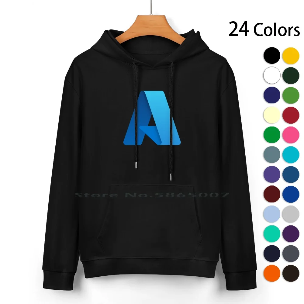 Microsoft Azure Logo 2021 Pure Cotton Hoodie Sweater 24 Colors Microsoft Azure Cloud 100% Cotton Hooded Sweatshirt For Women