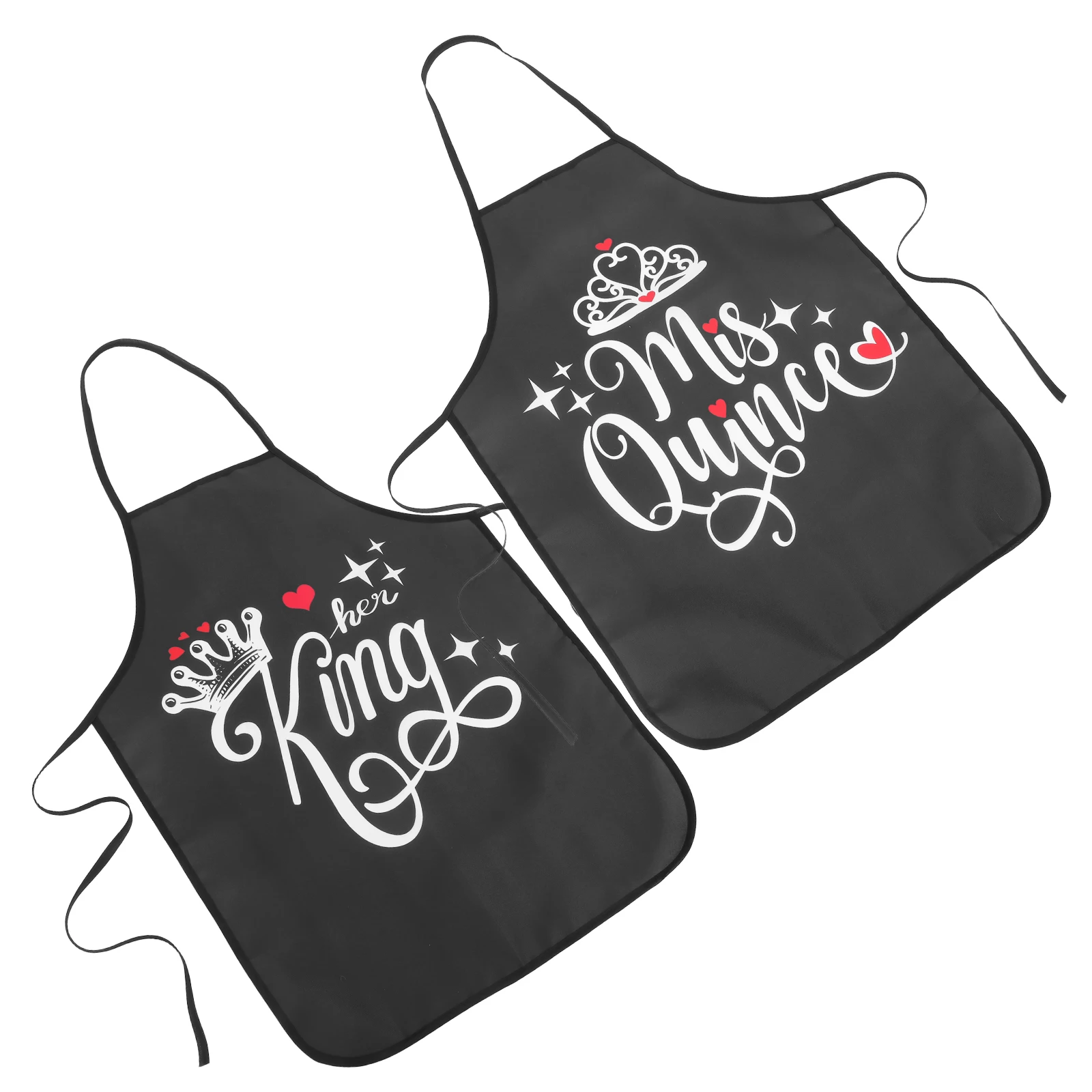 

Valentines Day Apron Women Men Couple Letter Print Crown Design Kitchen Cooking Baker Stylish Adjustable Size Gift