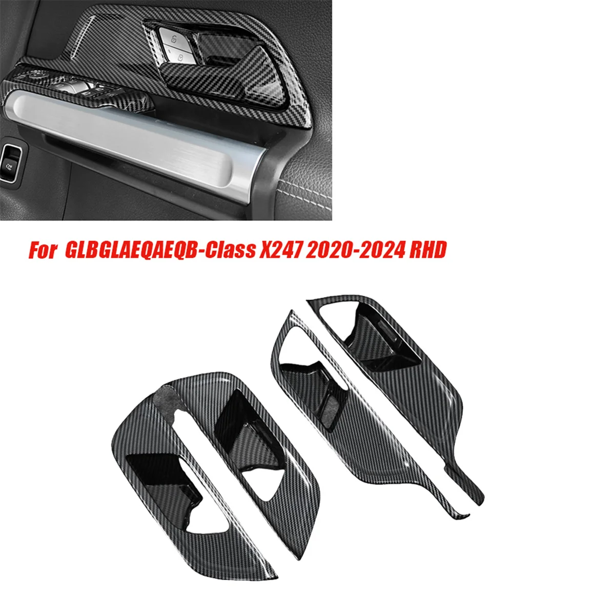 4PCS Inner Door Handle Bowl Frame Trim Stickers for Mercedes-Benz GLB/GLA/EQA/EQB-Class X247 200 250 35AMG 2020-2024