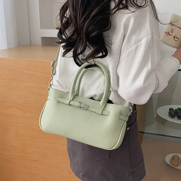 

Новая женская сумка-тоут 2026 года из кожи личи, разноцветная, с пряжкой