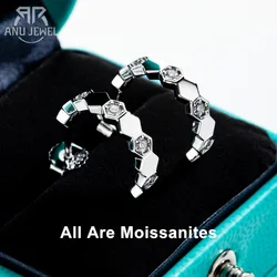 AnuJewel Moissanite Honeycomb Hoop Earrings 925 Sterling Silver D Color VVS1 Created Diamond Huggie Earrings For Women Jewelry