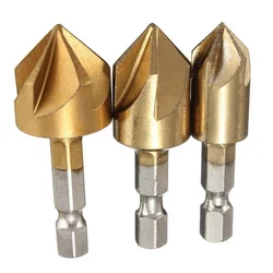 5 Flute 90 Degree Countersink Boring Drill Bit For Wood Metal Quick Change Hex Chamfer Drill Bit 6/8/9/12/16/19mm Debur Tools