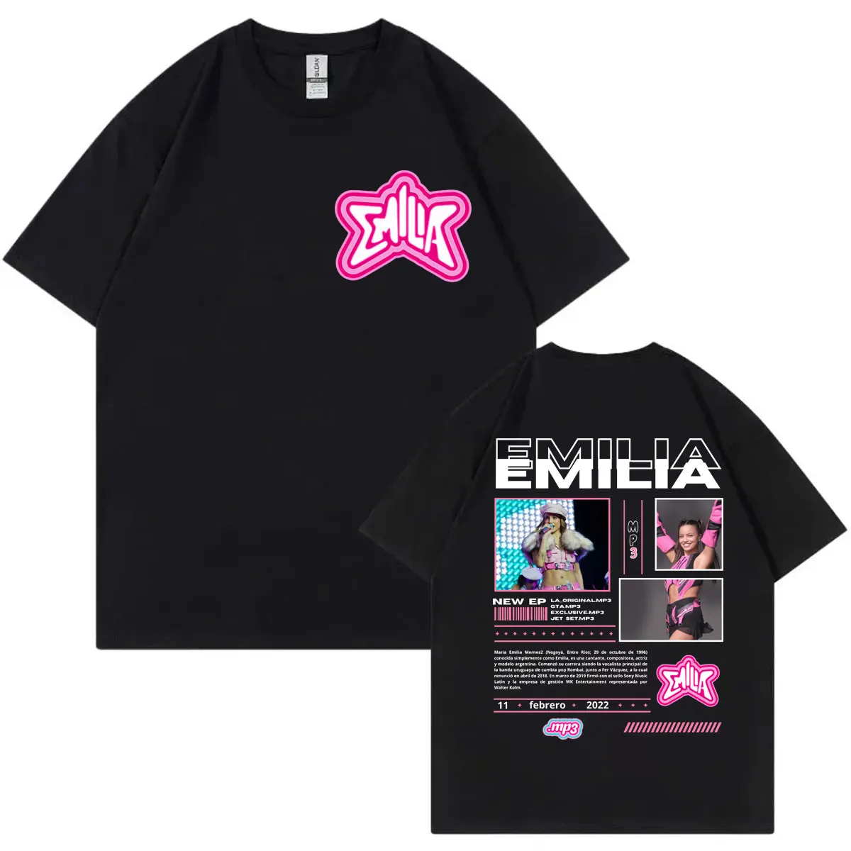 

Emilia Mernes MP3 Tour Double Sided Graphic T Shirts Men Women Clothing Fashion Aesthetic T-shirts Summer Casual Cotton T-shirt
