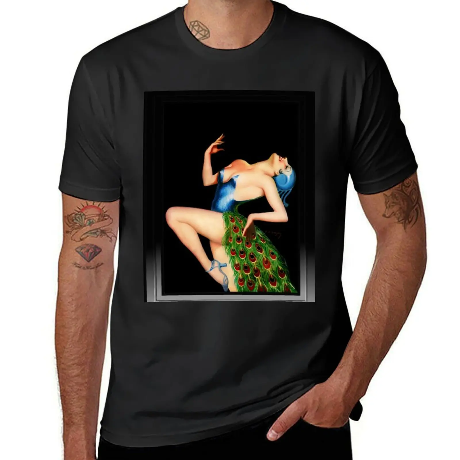 Peacock Dancer by Earle Kulp Bergey Art Deco Vintage Old Masters Reproduction T-Shirt customizeds quick drying t shirt men