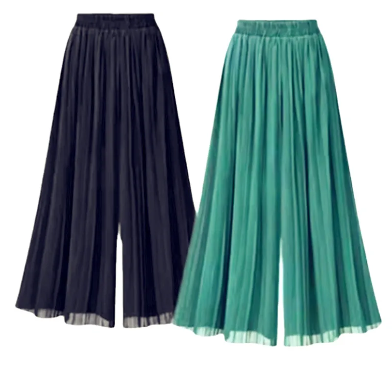 New Women Summer Midi Skirt Ruffles Vintage Big Large Plus Sizes Casual Party Fashion Loose Wide Leg Skirts Pant