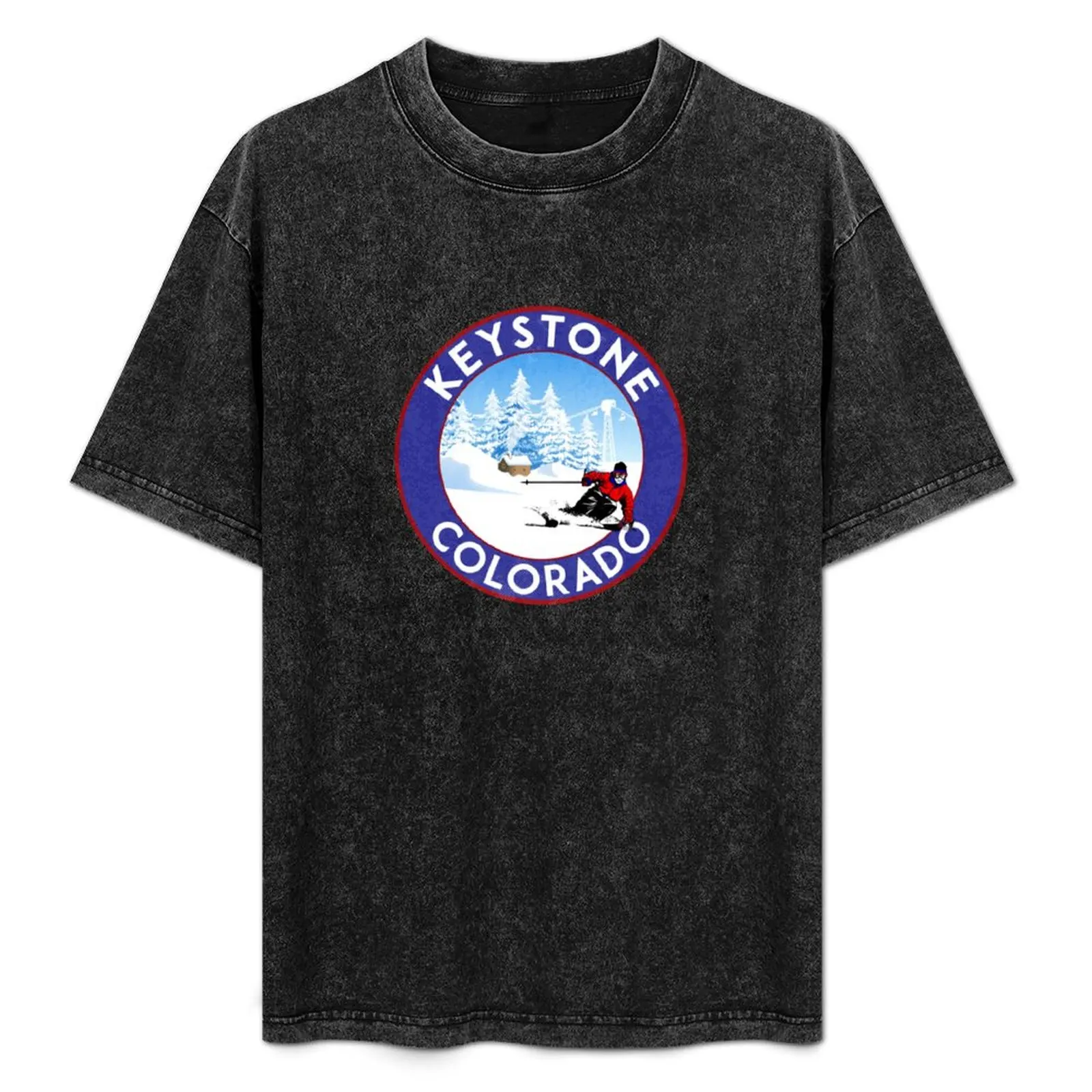

Skiing Keystone Colorado Mountains Ski Snowboarding T-Shirt All Match Basic Short Sleeve Top