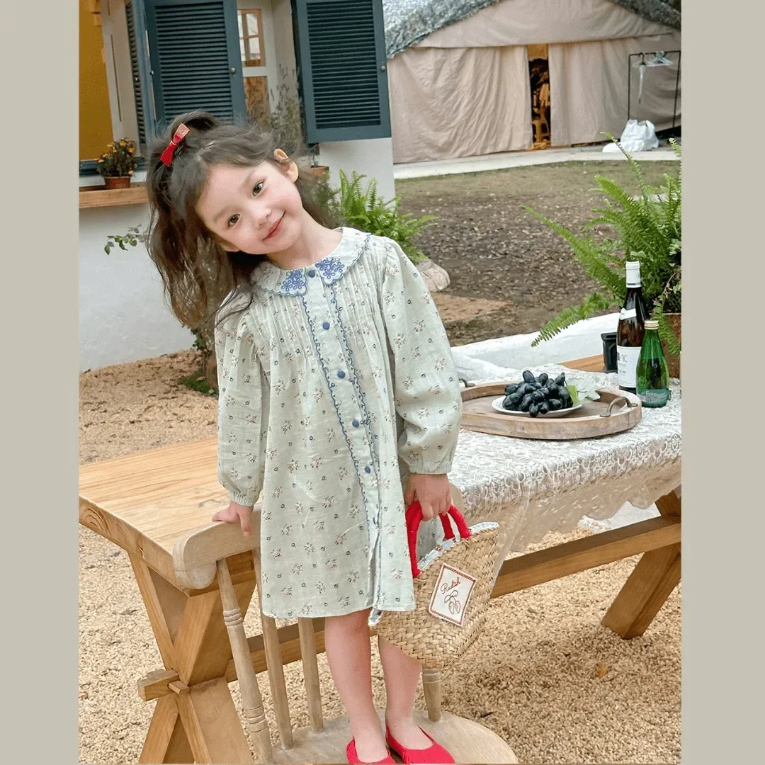 

Girls Floral Dress 2024 Early Autumn New Item for Women=floral Sweet Princess Dress Kids Clothes Girls