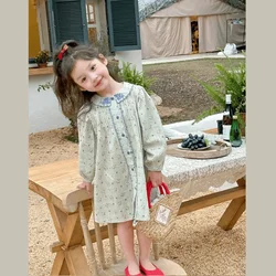 Girls Floral Dress 2024 Early Autumn New Item for Women=floral Sweet Princess Dress Kids Clothes Girls