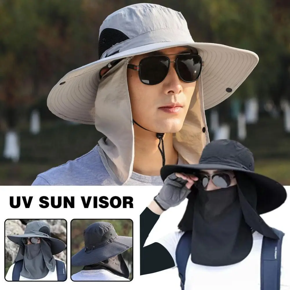 1Pcs Outdoor Full Face Cover Fishing Hat With Mask Sun Cap Summer Hat Mountaineering Sun Protection Sun Caps Women Men
