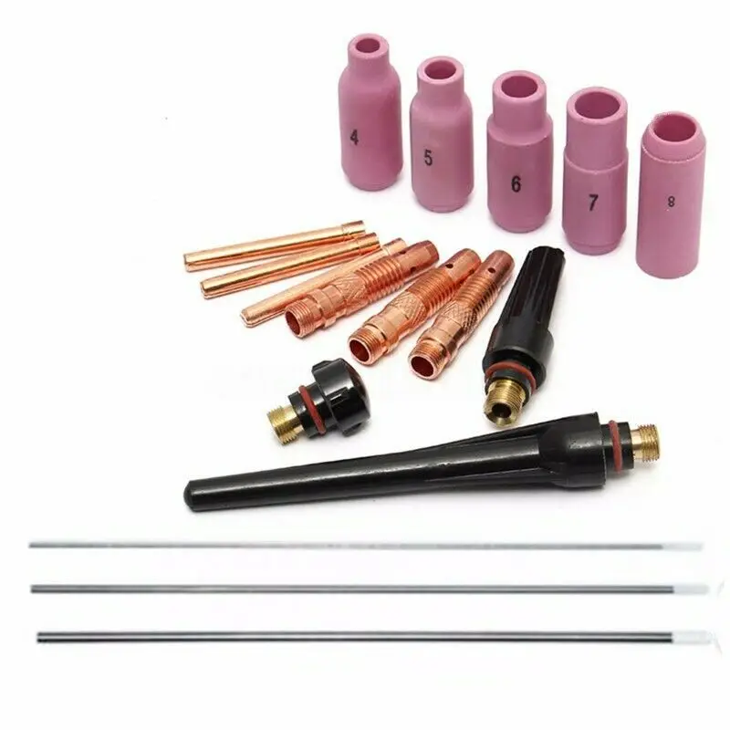 

Useful Welding Torch Consumables Gas Lens Accessories Collet Glass Cup Nozzles Replacement Set TIG WP-17/18/26