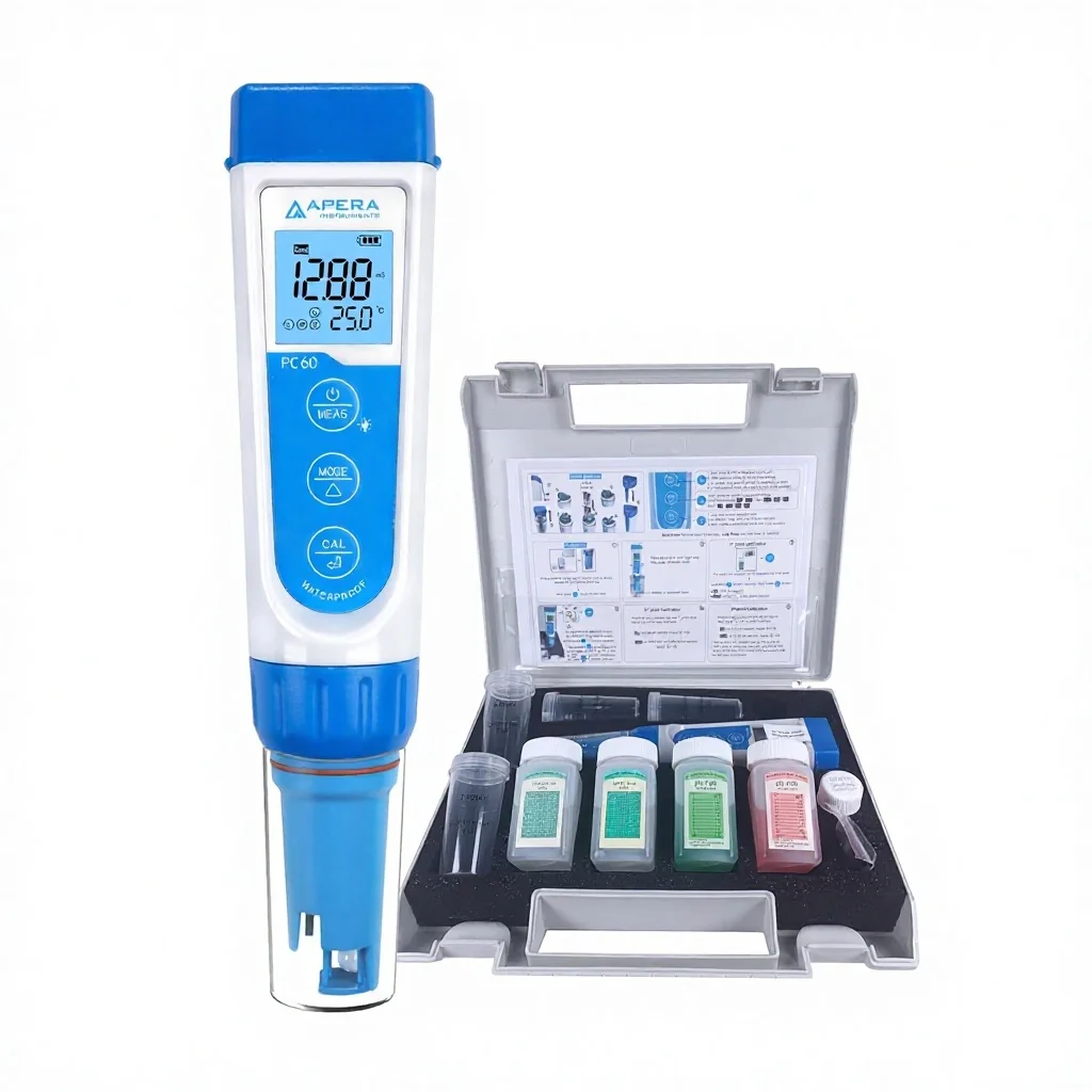 Premium Series PC60 5-in-1 Waterproof PH/EC/TDS (ppm) /Salinity (ppt) /Temp. Multi-Parameter Tester