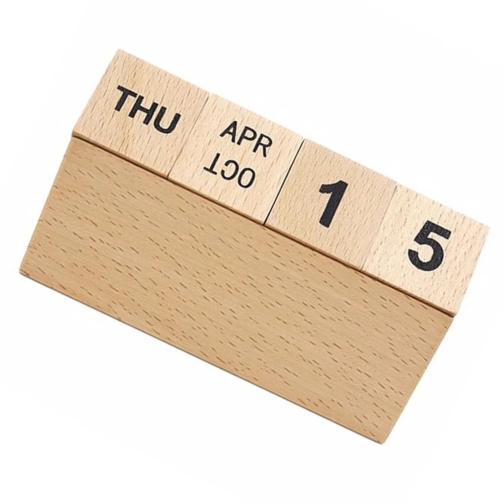 

Wooden Desktop Manual Calendar Original Color Environment Friendly Simple Style Perpetual Calendar Decoration for Office Home