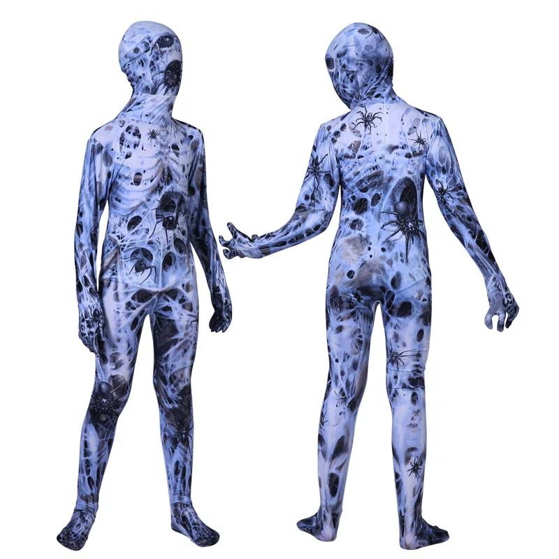 Kinder Catsuit Halloween Kostuum Zentai Kinderen Horror Stijl Jumpsuit Cosplay Anime Kledingpak Feest Bodysuit Elastische Kleding