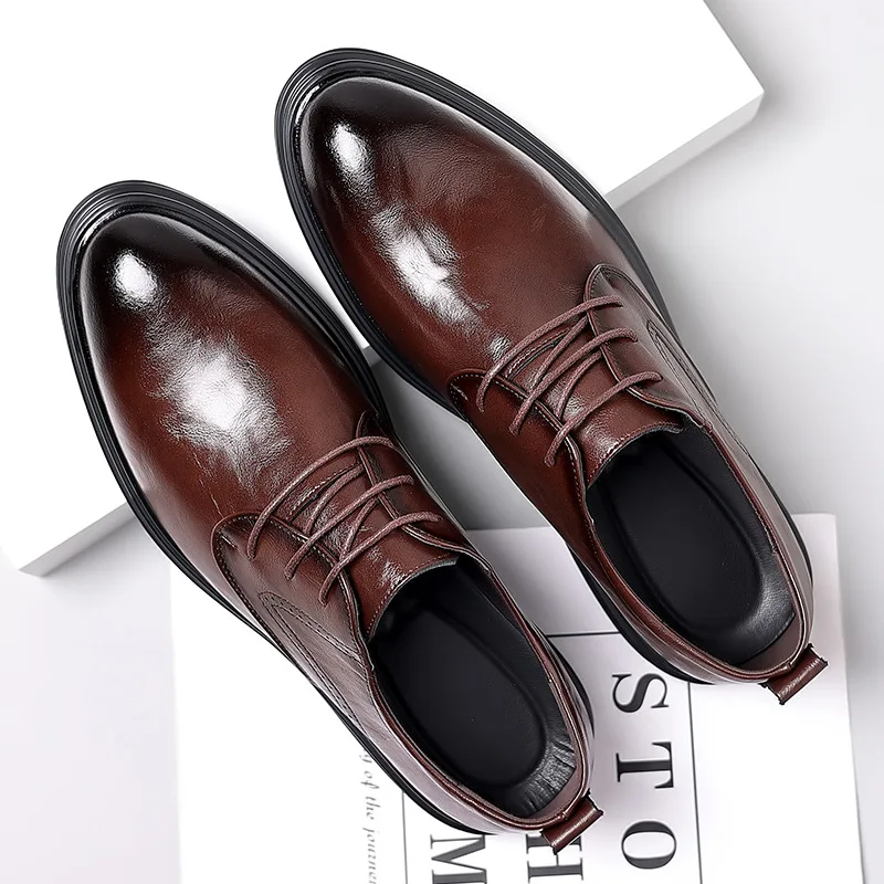 

Men's new business dress leather casual spring and autumn breathable men's British groom wedding shoes