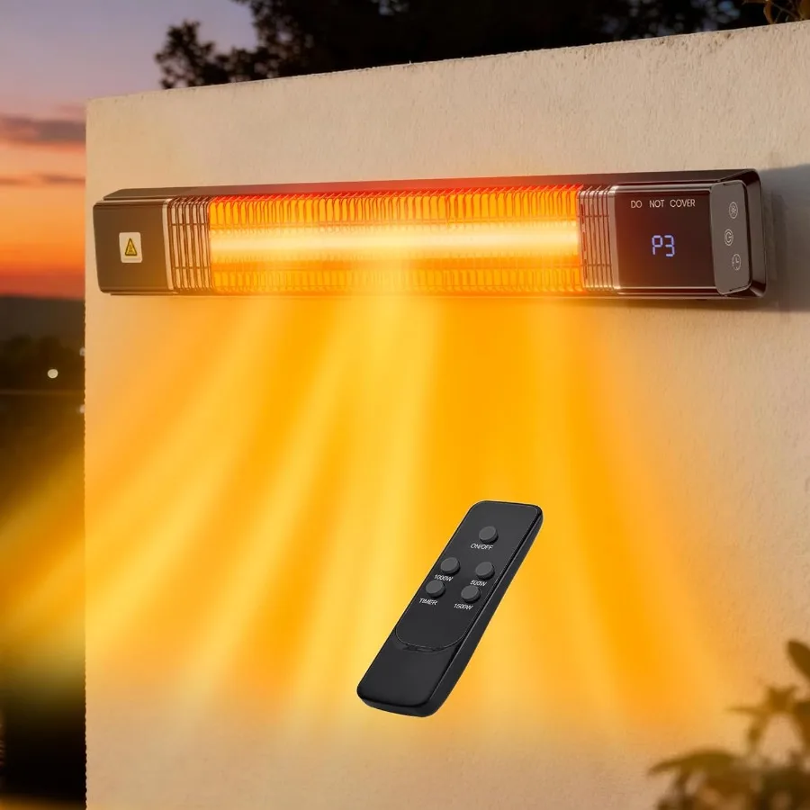 Wall Mounted Patio Heaters for Outdoor Use 1500W Outdoor Heaters for Patio with Remote 24H Timer Waterproof Infrared Heater for
