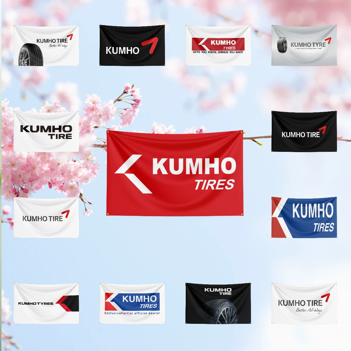K-Ku-mh-o T-T-ir-e-s Auto Parts Flag For vivid print Garage Workshop Repair match match sports cheering decor pennant