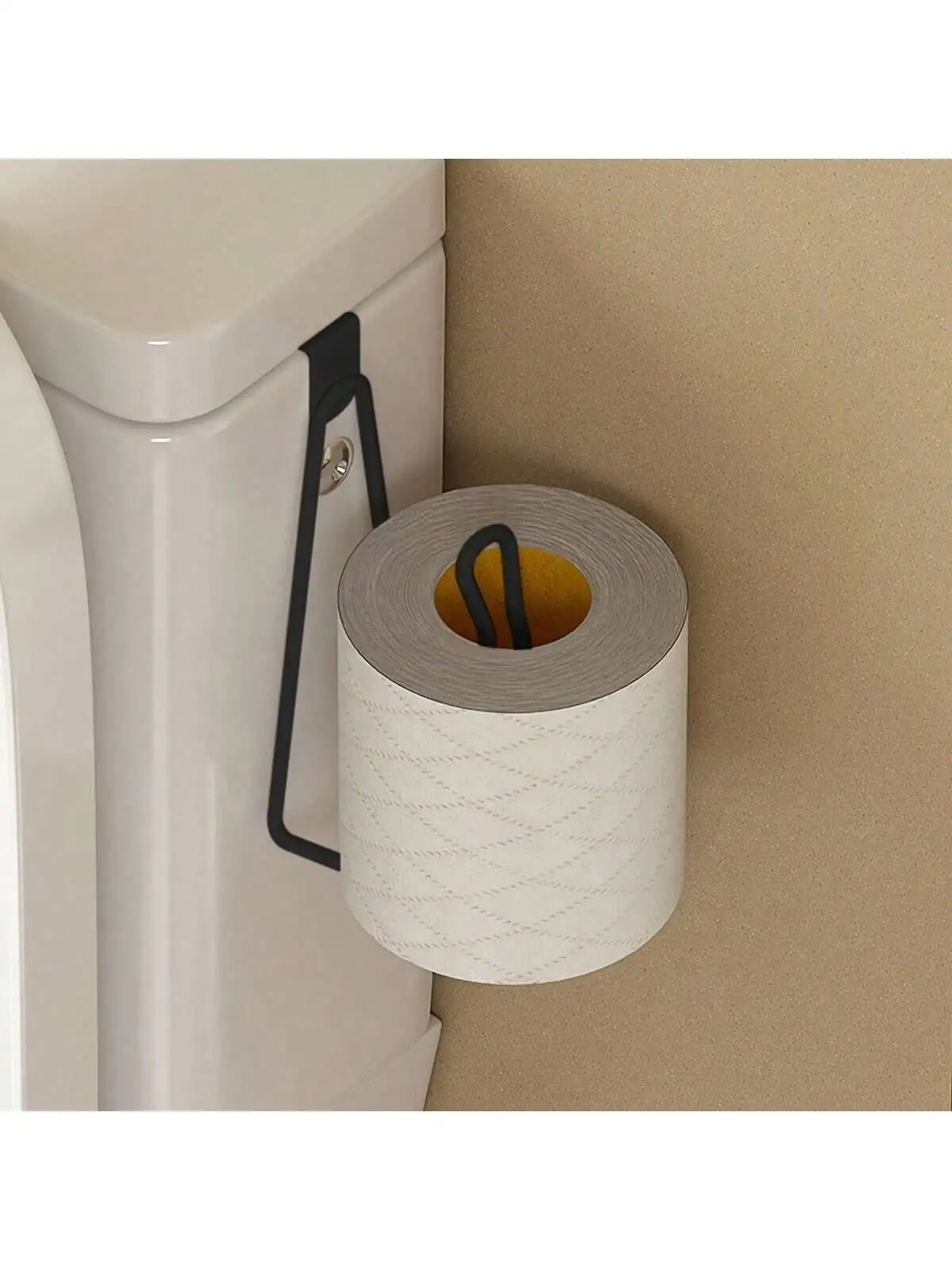 Over The Tank Toilet Paper Holder Stand, Metal Toilet Tissue Roll Holder Dispenser Reserve for Bathroom Storage and Organization- Black