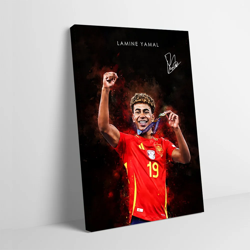 Lamine Yamal - Spanish Footballer Poster Customizable Printed Canvas Painting Wall Art Gift for Modern Living Room Pictures Arts