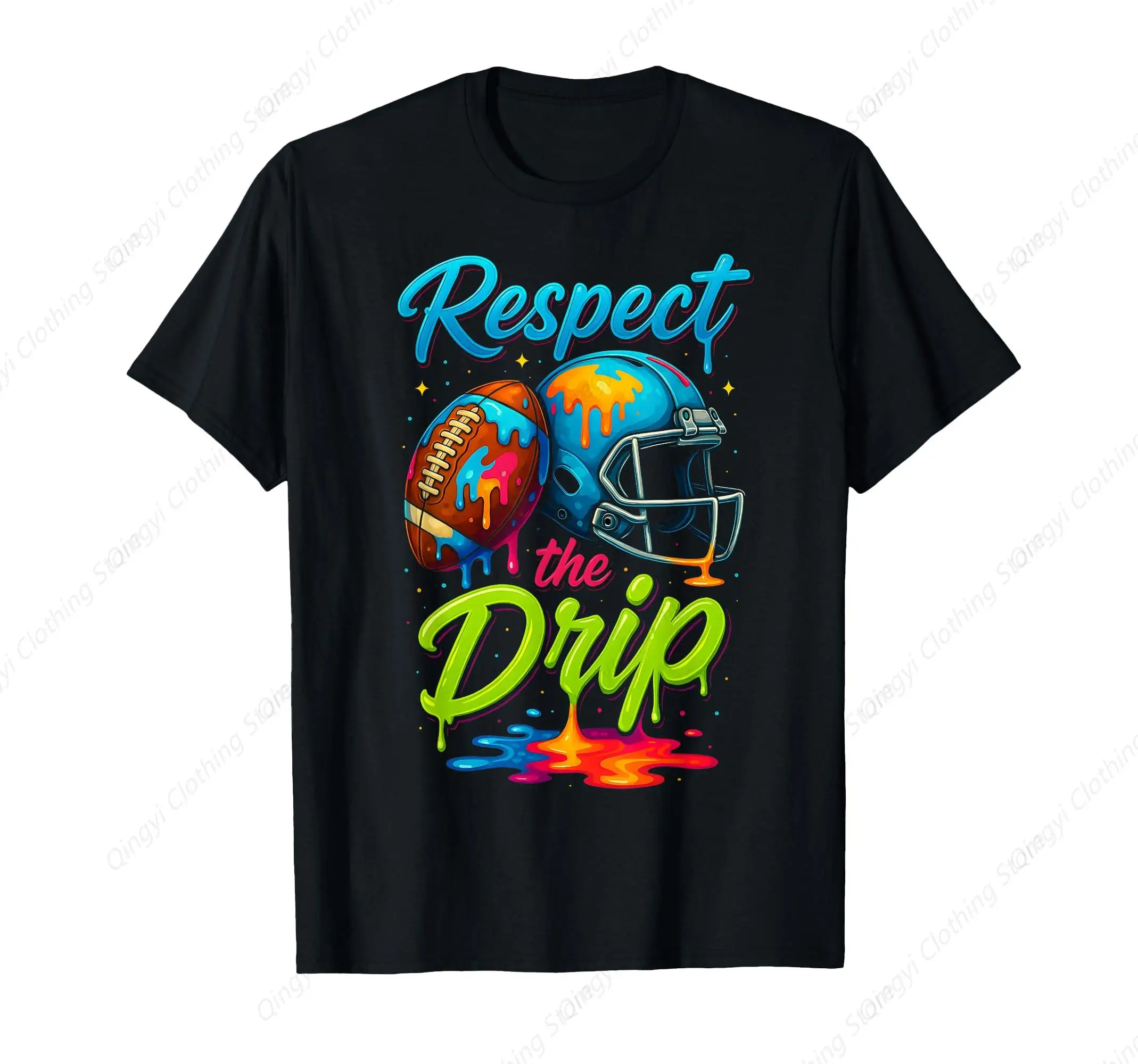 

Fashionable and casual Football Drip Football Ice Cream Respect Drip T-shirt