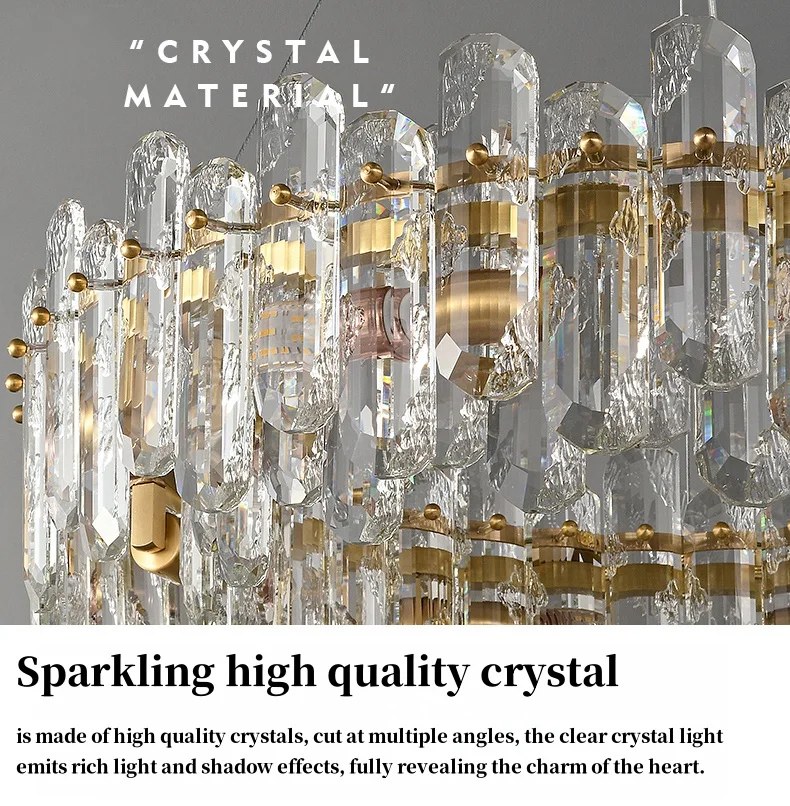 

Современная медная хрустальная люстра для гостиной, столовой, круглая, с подвесками из хрусталя K9, для спальни, ресторана