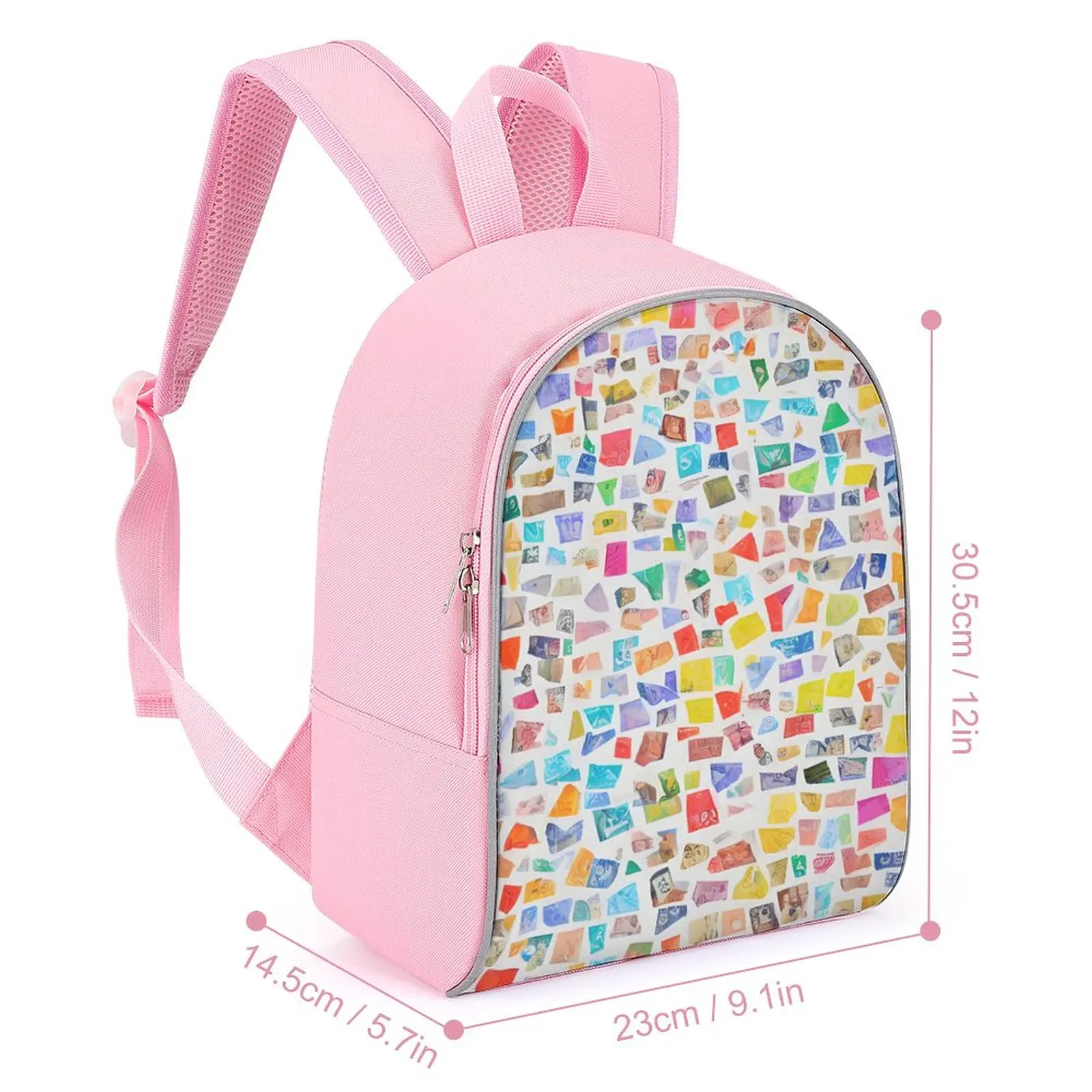 Tas punggung anak, ransel tali bahu grafiti 13 inci blok warna untuk sekolah