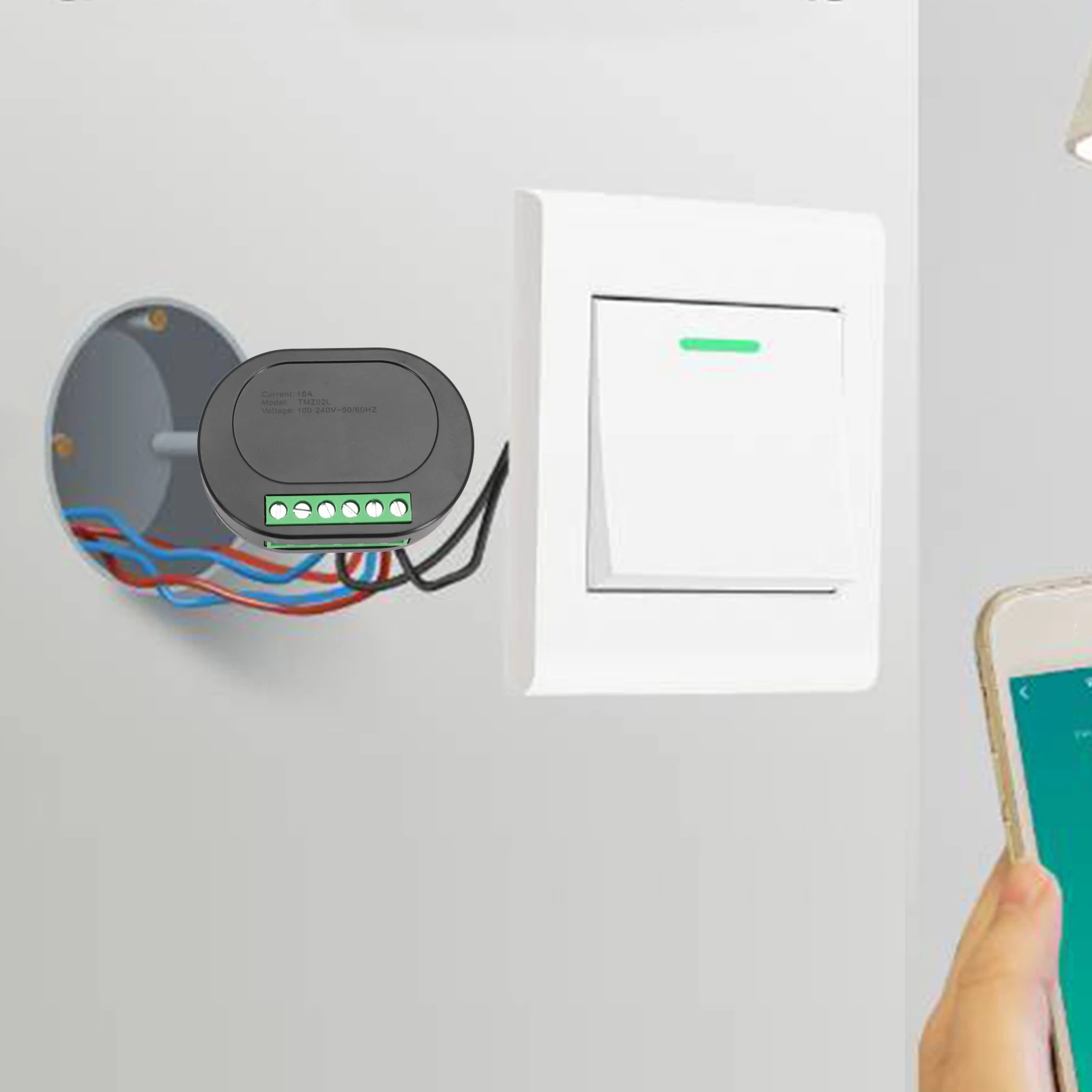 

No Neutral Wire Two Way Control Automated Lighting Control 39.5*32*18.4mm Automated Lighting Solution Group Control For ALEXA