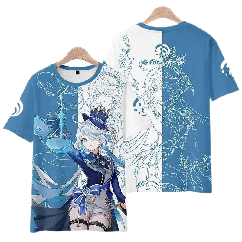 

Cosplay Anime Game Genshin Impact Furina 3D Print T Shirt For Men Clothes Focalors Graphic T Shirts Harajuku Cosplay Women 72th