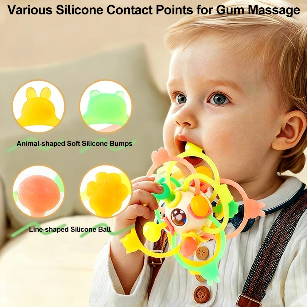 0-12 شهرا نشاط استيعاب الطفل ألعاب تطوير الطفل الدورية حشرجة الموت الكرة سيليكون عضاضة الطفل ألعاب حسية للأطفال #2