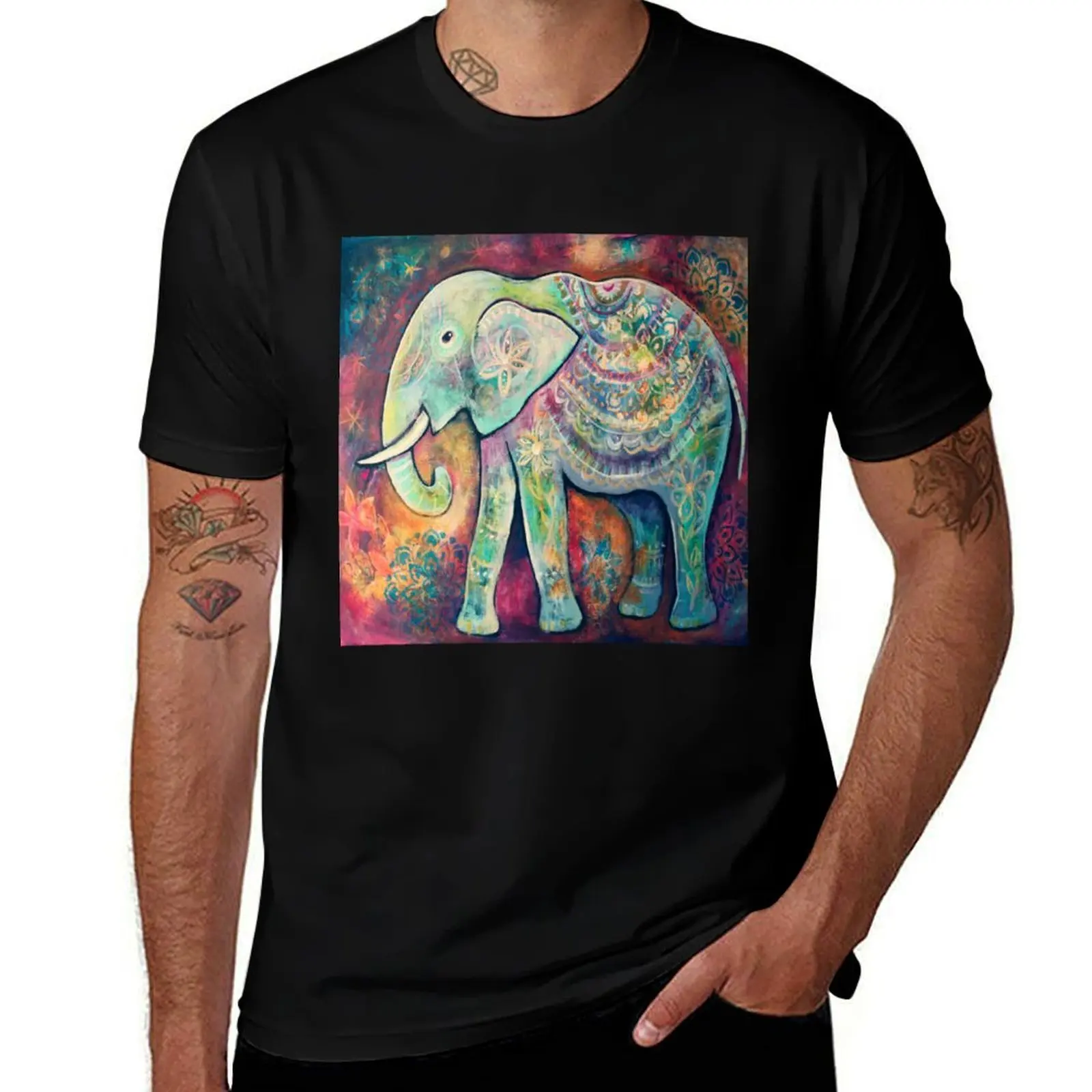 

Colorful Magical Elephant T-Shirt t shirts cotton 100% man t shirt luxury T-shirt