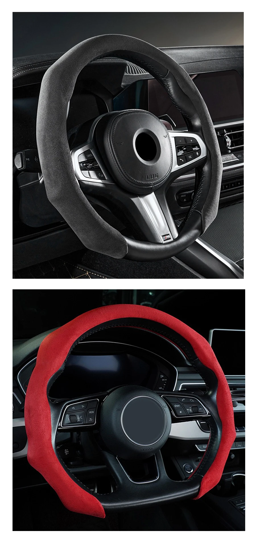 5D Sports Premium Rutschfester Lenkradbezug für BMW M Sport G30 G02 X5 F40 F41 G82 M4 Weiches Wildleder Auto-Innenausstattung – Detail 8