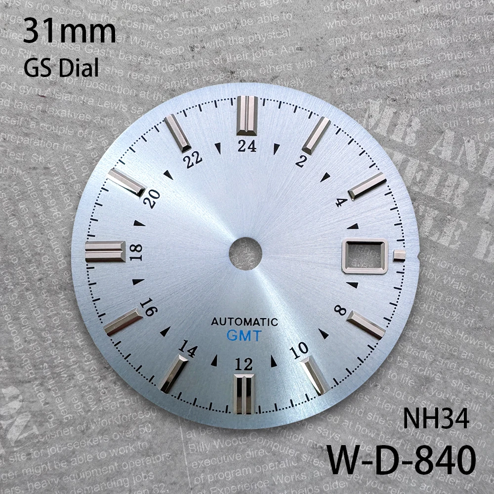 31mm GMT GS/S Logo Dial Suitable For NH34/NH35 Movement Matte Quality Applied Index Riveted Watch Modification Accessories
