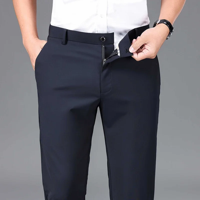 2024 New Luxury Men High Quality Simplicity Long Suit Pants Brand Male Formal Office Trousers  Polyester Straight Business Pants