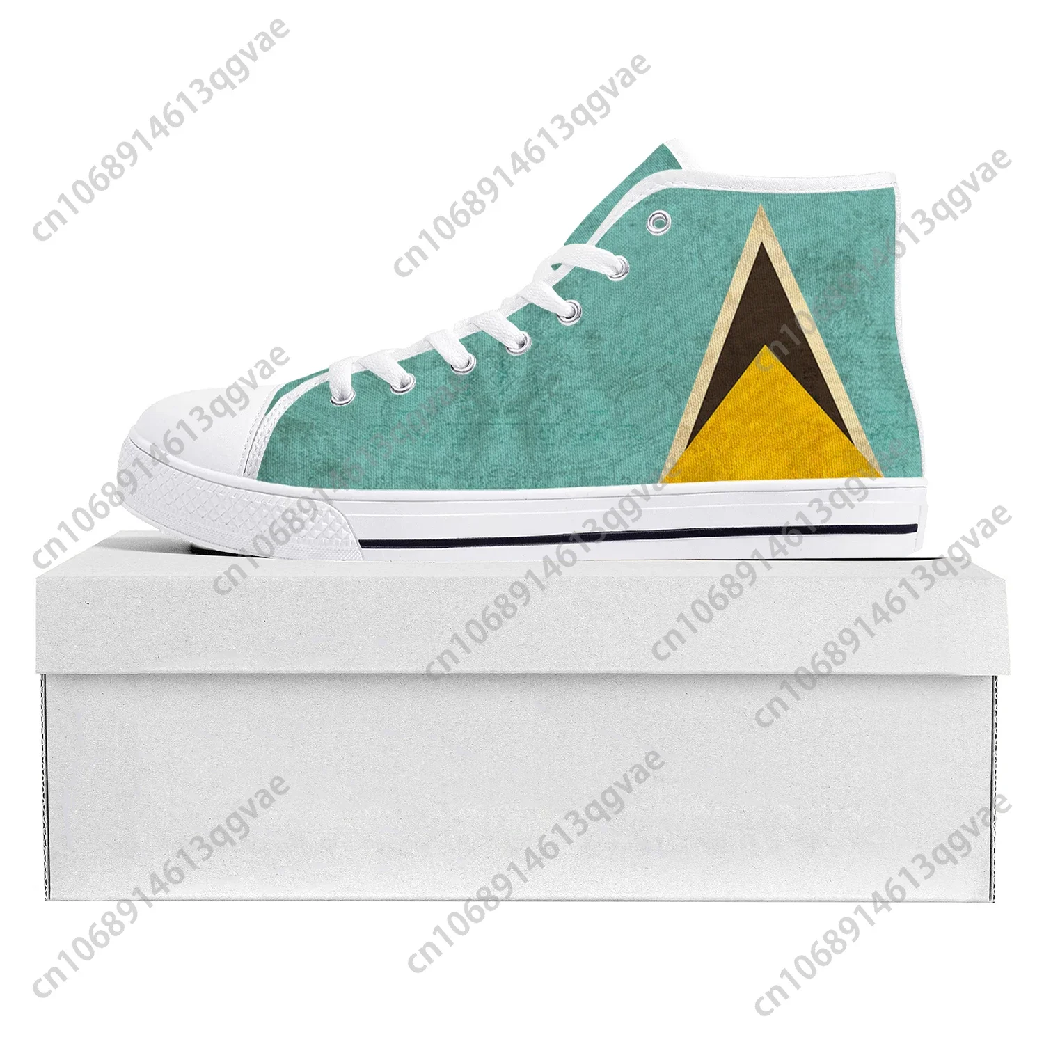 

Saint Lucia Flag High Top High Quality Sneakers Mens Womens Teenager Canvas Sneaker Saint Lucia Casual Couple Shoes Custom Shoe