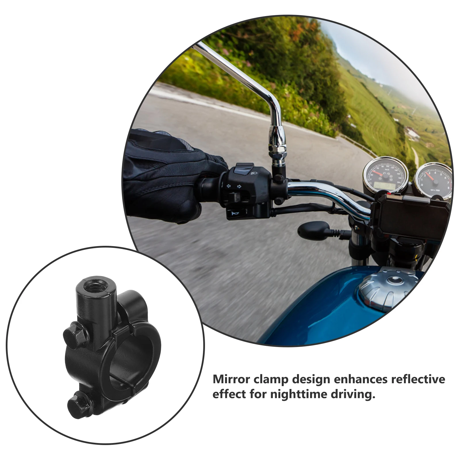 

2pcs Motorcycle Rearview Mirror Mounts 8mm Black Aluminum H Clamps Bike Accessories Mirror HolderBracket