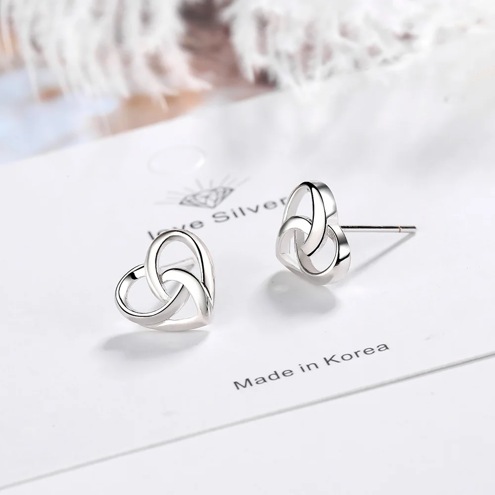 Women's 925 Silver Heart Stud Earrings, Timeless Gift