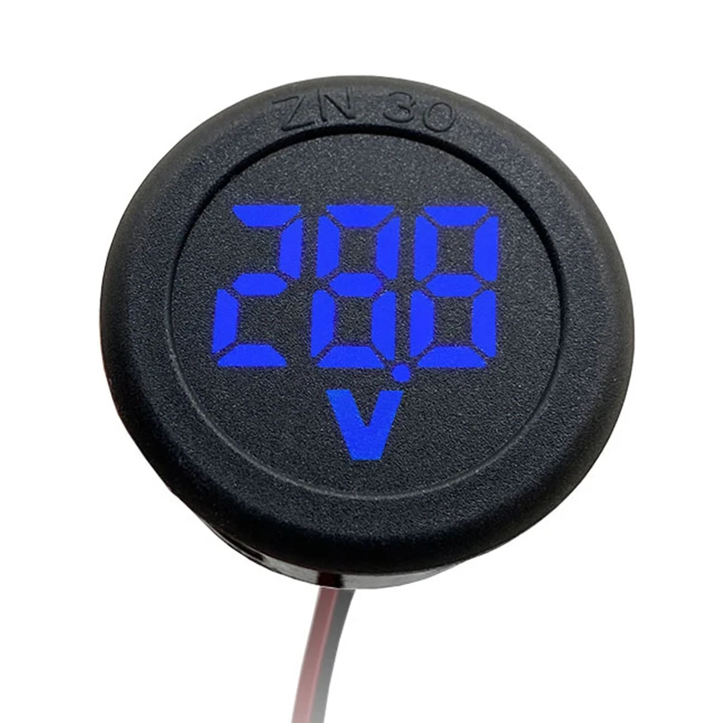 3 Color DC 4-100V Round LED Digital Display Two-wire Voltmeter Car DC Digital Voltage Current Meter Volt Detector Tester Monitor