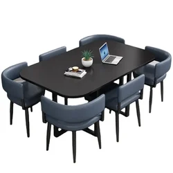 Luxury Unique Design Metal Iron Base Dining Tables and 6 Chairs Marble Rectangular Modern Cafe Dining Table Chair Sets