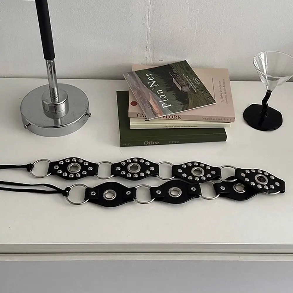 Cinto de couro vintage Rivet, Cinta versátil, Design luxuoso, Y2K