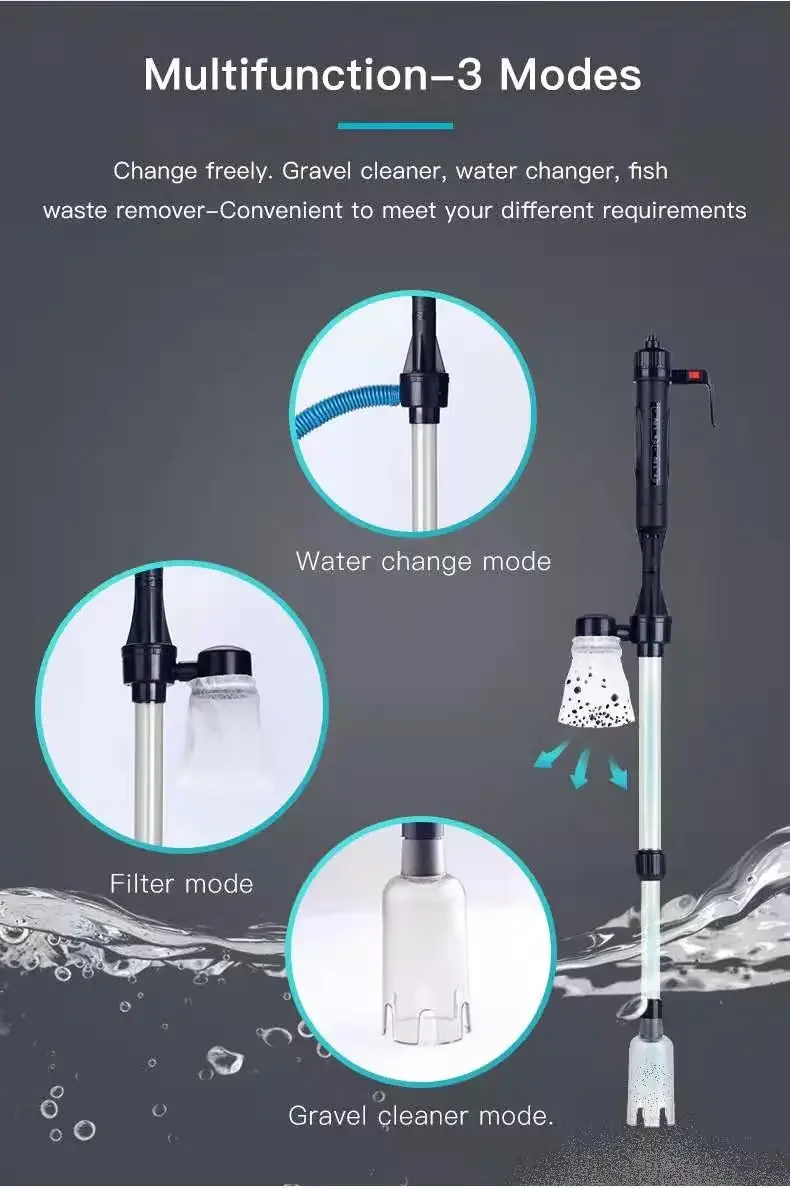 3W Aquarium Elektrischer Kiesreiniger Wasserwechselpumpe Reinigungswerkzeuge Wasserwechsler Siphon für Aquarium Wasserfilterpumpe – Detail 7