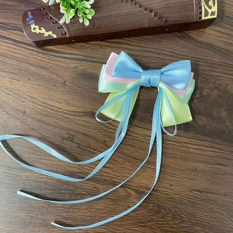 1 three-state new cute female hair accessory Princess Streamer bow hair clip Hair clip Snow White back head tiara