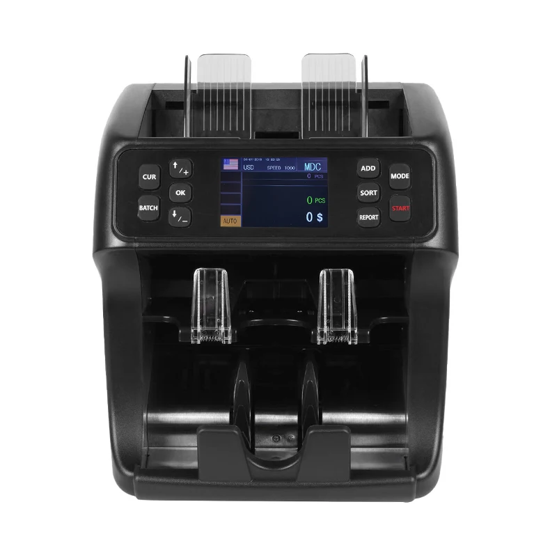 

2 Pocket Cash Counter Mixed Denomination Money Value Counter Money Counter With Serial Number Printer