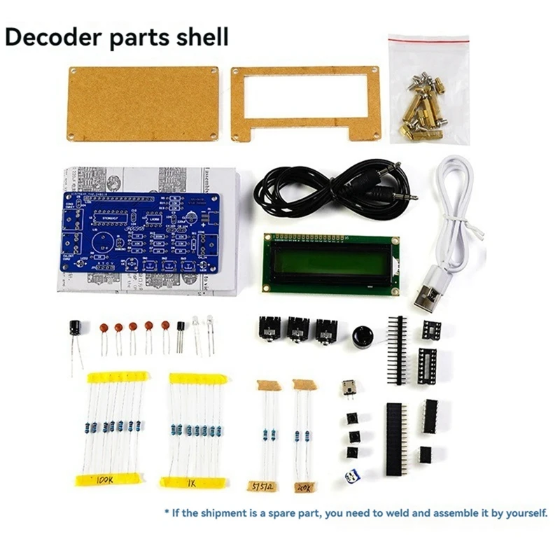 CW Morse Code Decoder DIY Kit CW Trainer Morse Code Decoder DIY Electronic Component Kit with Digital LCD-DTB3