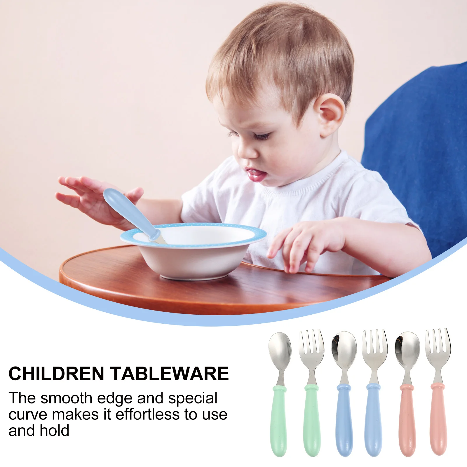 

6pcs Children'S Spoon Fork Set Stainless Steel Baby Feeding Tableware Colorful Fruit Puree Spoons For Infants Kids Portable