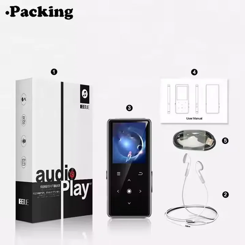 جديد BENJIE X3 بلوتوث 5.2 مشغل MP3 مع مكبر صوت HiFi مشغل موسيقى وكمان دعم فيديو راديو FM تسجيل الكتاب الإلكتروني TF بطاقة SD