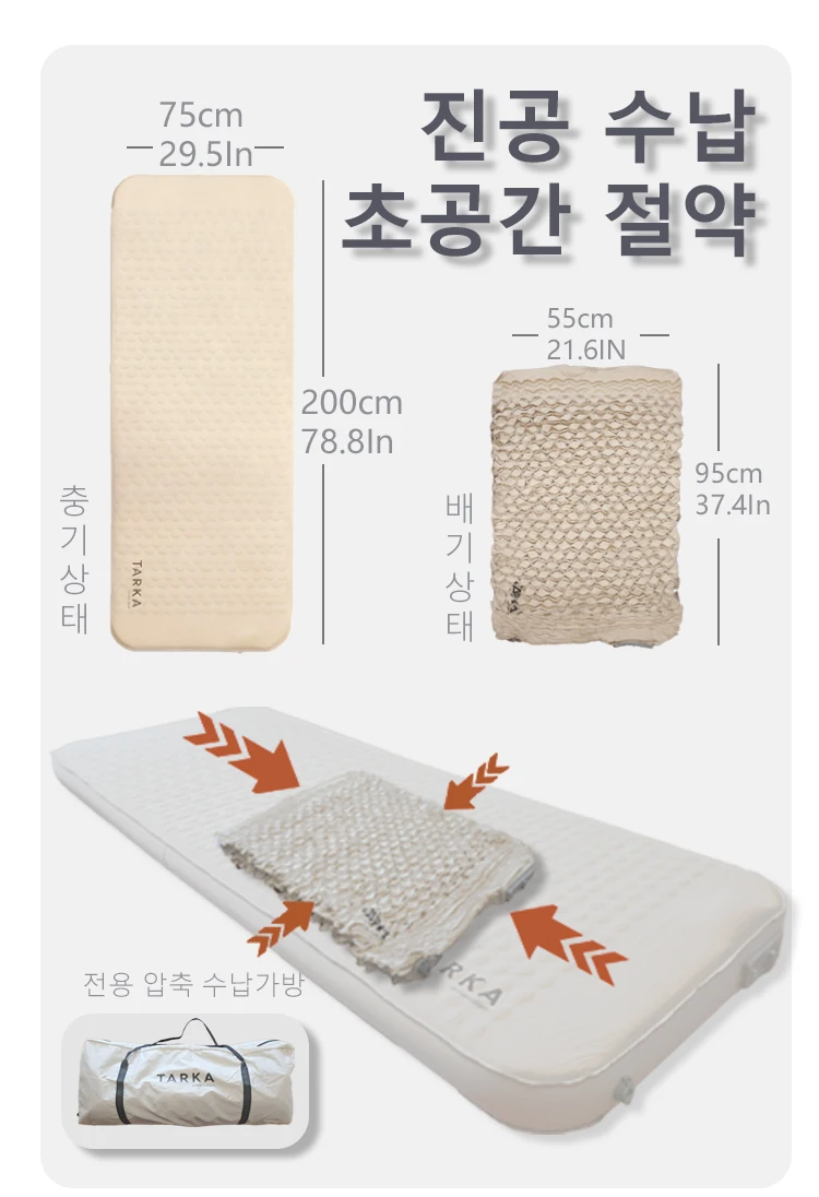 TARKA Isomatte mit automatischer Aufblasung, schrumpfender Schwamm, ultraleichte Luftmatratze für aufblasbares Kissen, Bett, dick, 10 cm, Campingmatte – Detail 10