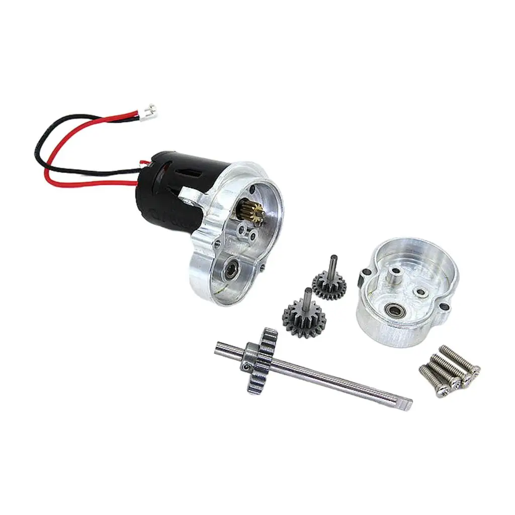 Metal Gear Case for WPL D12 RC Car 1/10 370 Motor 4WD Off Road Truck Spare Parts Silver