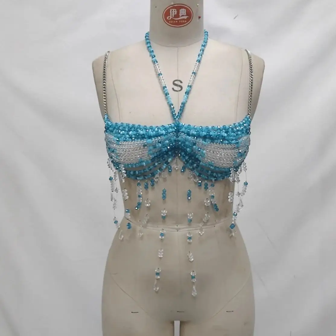 

New Colorful Beaded Crop Top European & American Style Unique Lace-Up Necklace Sexy Summer Beach Vacation Outfit